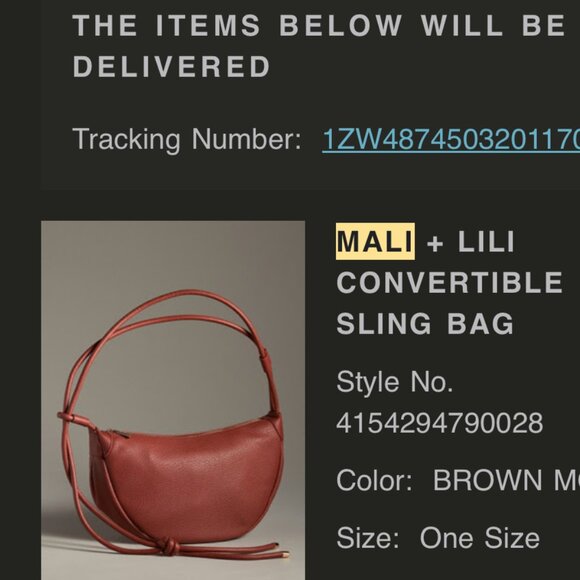 Mali + Lili Convertible Sling Bag in Brown Motif (Anthropologie) - Picture 1 of 6